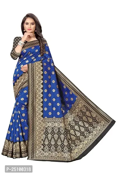 NITA CREATION Fashionista Women's Banarasi Jacquard Silk Woven Saree With Blouse Piece (Black)-thumb0