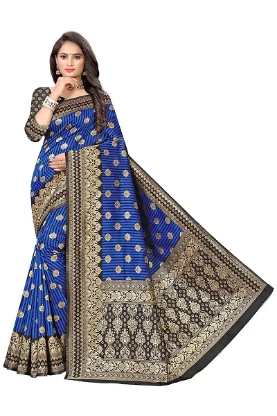 NITA CREATION Fashionista Women's Banarasi Jacquard Silk Woven Saree With Blouse Piece (Black)