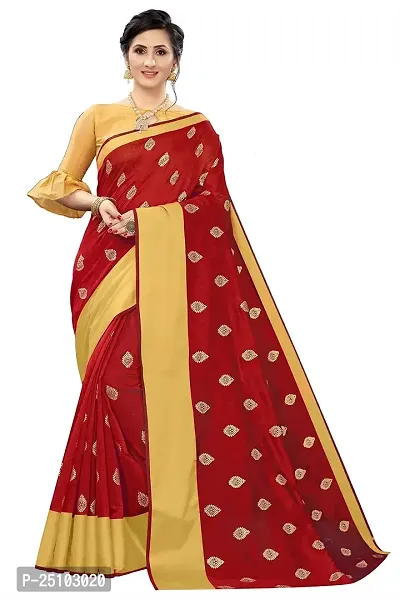 NITA CREATION Elegant Women's Art Silk Woven Saree With Blouse Piece(Kundan Woven Sarees_Red)-thumb0