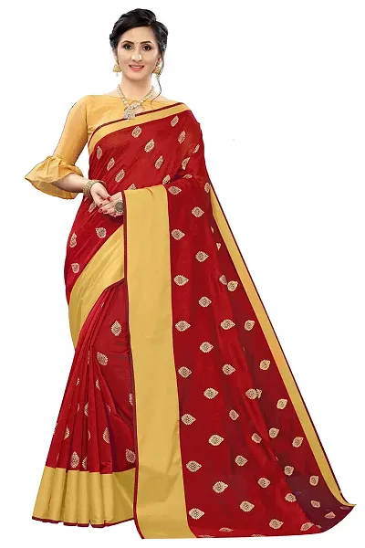 NITA CREATION Elegant Women's Art Silk Woven Saree With Blouse Piece(Kundan Woven Sarees_Red)