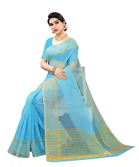 NITA CREATION Women's Beautiful Cotton Silk Woven Saree With Blouse Piece(Rupali Woven Sarees (Firozi Blue)-thumb4