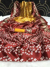 NITA CREATION Beautiful Women?S Art Silk Woven Saree With Bandhani Hathi Print and Blouse Piece (Red Yellow)-thumb4