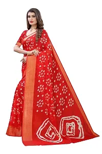 NITA CREATION Women's Bandhani Printed Jari Patta Poly Cotton Woven Saree With Blouse Piece (Red)-thumb1