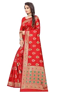 NITA CREATION Fashionista Women's Banarasi Jacquard Silk Woven Saree With Blouse Piece (Red)-thumb2