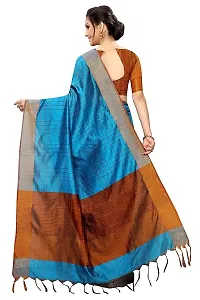 NITA CREATION Women's Fancy Vivam Woven Saree With Blouse Piece (Firozi Blue)-thumb2
