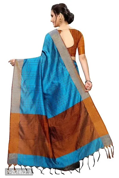 NITA CREATION Women's Fancy Vivam Woven Saree With Blouse Piece (Firozi Blue)-thumb3