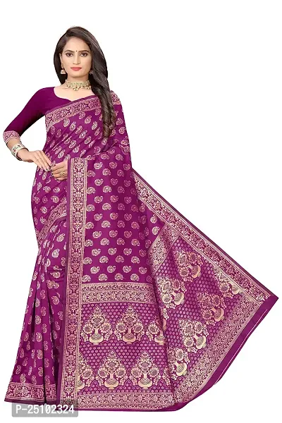 NITA CREATION Fashionista Women's Banarasi Jacquard Silk Woven Saree With Blouse Piece (Wine Pink)