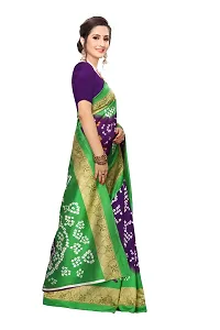NITA CREATION Woven Multicolor Art Silk Bandhani Woven Saree With Blouse Piece (Purple And Green)-thumb2