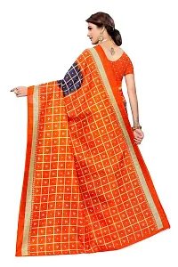 NITA CREATION Women's Art Silk Woven Saree With Blouse Piece (Bandhani Checks_Orange Purple)-thumb3