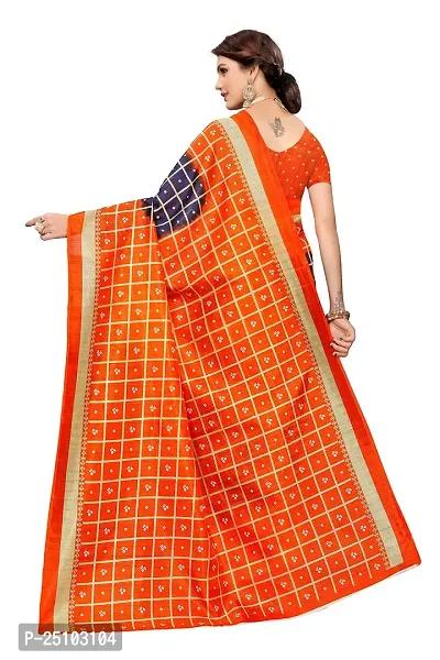 NITA CREATION Women's Art Silk Woven Saree With Blouse Piece (Bandhani Checks_Orange Purple)-thumb4