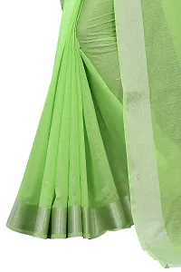 NITA CREATION Women's Woven Cotton Silk Woven Saree With Blouse Piece (Parrot Green)-thumb3