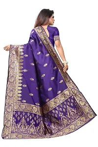 NITA CREATION Fashionista Women's Banarasi Jacquard Silk Woven Saree With Blouse Piece (Purple)-thumb2