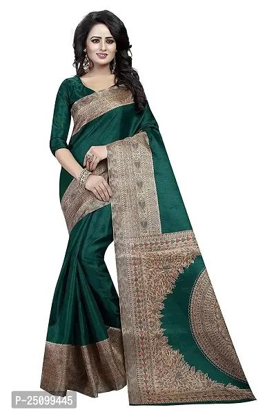 NITA CREATION Kalamkari Woven Saree For Women With Blouse Piece Printed Khadi Silk Material (Green)-thumb0