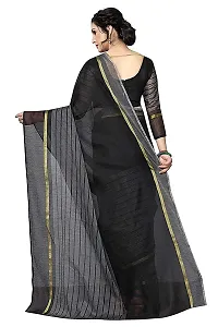 NITA CREATION Women's Woven Cotton Silk Woven Saree With Blouse Piece (Black)-thumb2