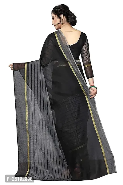 NITA CREATION Women's Woven Cotton Silk Woven Saree With Blouse Piece (Black)-thumb3