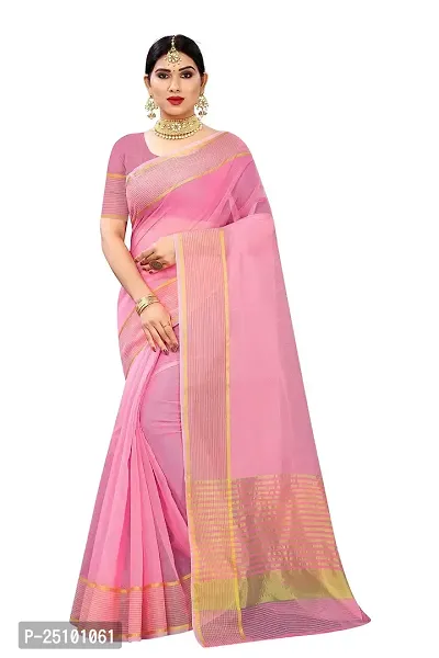 NITA CREATION Women's Beautiful Cotton Silk Woven Saree With Blouse Piece(Rupali Woven Sarees (Pink)