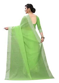 NITA CREATION Women's Woven Cotton Silk Woven Saree With Blouse Piece (Parrot Green)-thumb2