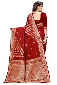 NITA CREATION Fashionista Women's Banarasi Jacquard Silk Woven Saree With Blouse Piece (Maroon)-thumb2