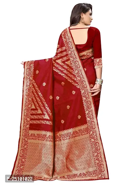 NITA CREATION Fashionista Women's Banarasi Jacquard Silk Woven Saree With Blouse Piece (Maroon)-thumb3