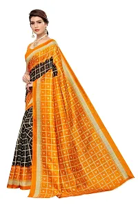 NITA CREATION Women's Art Silk Woven Saree With Blouse Piece (Bandhani Checks_Orange Black)-thumb1