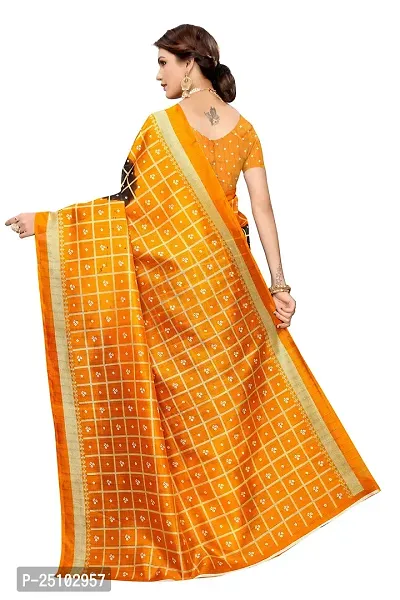NITA CREATION Women's Art Silk Woven Saree With Blouse Piece (Bandhani Checks_Orange Black)-thumb4