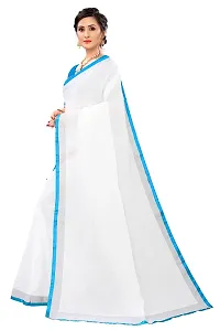 NITA CREATION Women's Linen Woven Saree With Blouse Pieces (Sky Blue)-thumb1