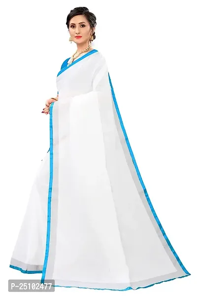 NITA CREATION Women's Linen Woven Saree With Blouse Pieces (Sky Blue)-thumb2