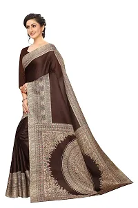 NITA CREATION Kalamkari Woven Saree For Women With Blouse Piece Printed Khadi Silk Material (Coffee Brown)-thumb1