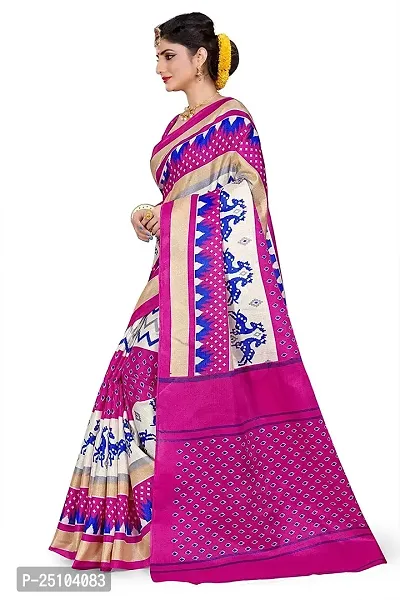 NITA CREATION Women Ethnic Wear Khadi Silk Woven Saree With Blouse Piece (Zigzag_Rani Pink)-thumb2