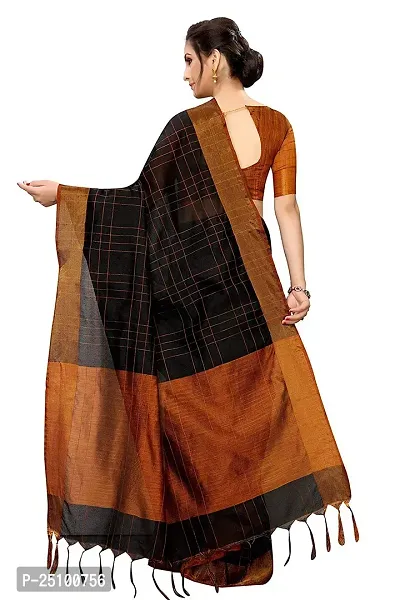 NITA CREATION Women's Fancy Vivam Woven Saree With Blouse Piece (Black)-thumb3