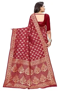 NITA CREATION Fashionista Women's Banarasi Jacquard Silk Woven Saree With Blouse Piece (Maroon)-thumb3