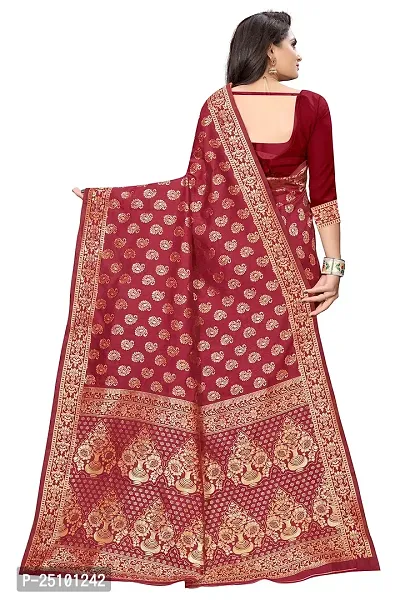 NITA CREATION Fashionista Women's Banarasi Jacquard Silk Woven Saree With Blouse Piece (Maroon)-thumb4