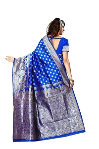 NITA CREATION Women's Linen Woven Saree With Blouse Pieces (Royal Blue)-thumb1