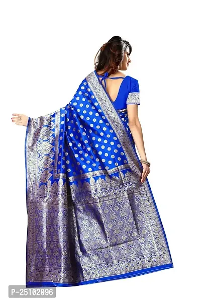 NITA CREATION Women's Linen Woven Saree With Blouse Pieces (Royal Blue)-thumb2