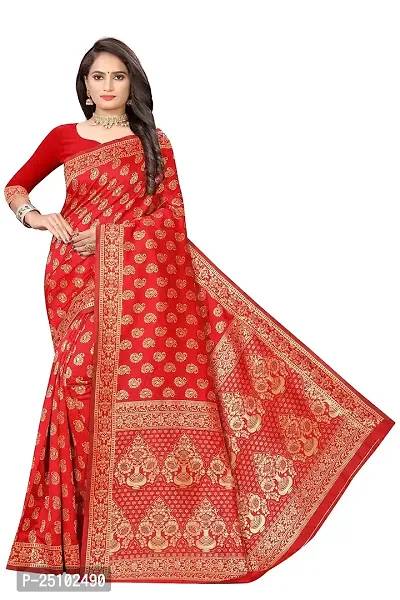 NITA CREATION Fashionista Women's Banarasi Jacquard Silk Woven Saree With Blouse Piece (Red)