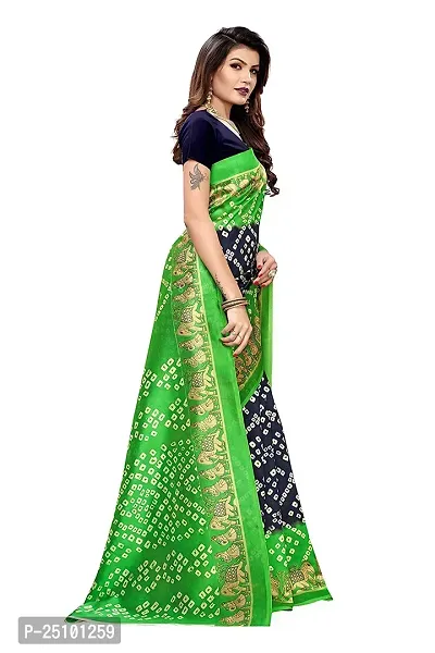 NITA CREATION Beautiful Women?S Art Silk Woven Saree With Bandhani Hathi Print and Blouse Piece (Green Blue)-thumb3
