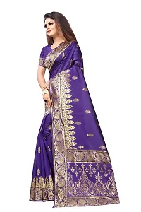 NITA CREATION Fashionista Women's Banarasi Jacquard Silk Woven Saree With Blouse Piece (Purple)-thumb1