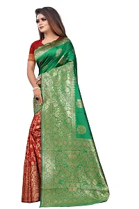 NITA CREATION Women's Linen Woven Saree With Blouse Pieces (Green)-thumb2