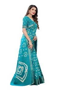 NITA CREATION Women's Bandhani Printed Jari Patta Poly Cotton Woven Saree With Blouse Piece (Rama Green)-thumb3