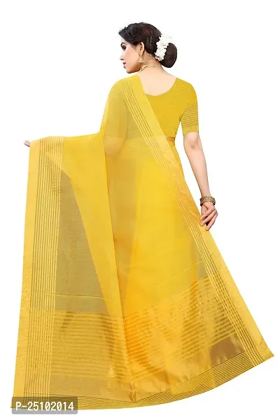 NITA CREATION Women's Beautiful Cotton Silk Woven Saree With Blouse Piece(Nirali Woven Sarees_Yellow)-thumb4