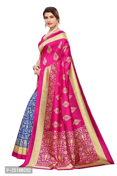 NITA CREATION Women's Art Silk Printed Woven Saree With Blouse Piece (Pink)-thumb2