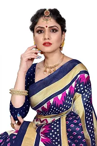 NITA CREATION Women Ethnic Wear Khadi Silk Woven Saree With Blouse Piece (Zigzag_Navy Blue)-thumb4