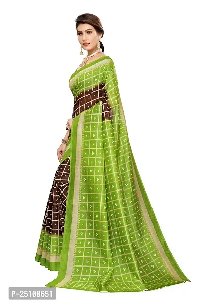 NITA CREATION Women's Art Silk Woven Saree With Blouse Piece (Bandhani Checks_Parrot Coffee Brown)-thumb2