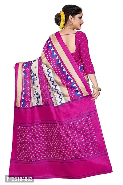 NITA CREATION Women Ethnic Wear Khadi Silk Woven Saree With Blouse Piece (Zigzag_Rani Pink)-thumb3