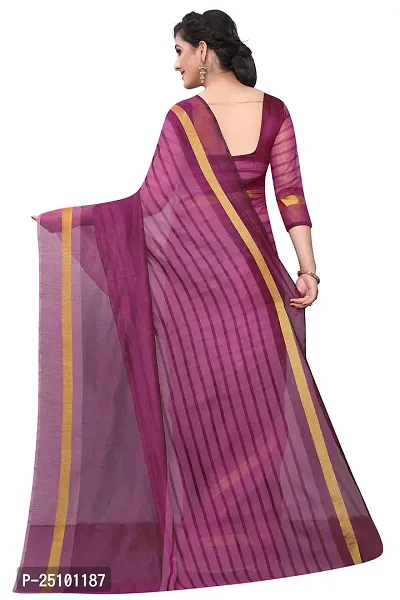 NITA CREATION Women's Woven Cotton Silk Woven Saree With Blouse Piece (Wine Pink)-thumb3