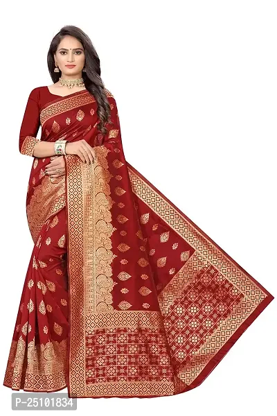 NITA CREATION Fashionista Women's Banarasi Jacquard Silk Woven Saree With Blouse Piece (Maroon)