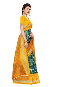 NITA CREATION Women's Art Silk Woven Saree With Blouse Piece (Bandhani Checks_Mustard Rama Green)-thumb2