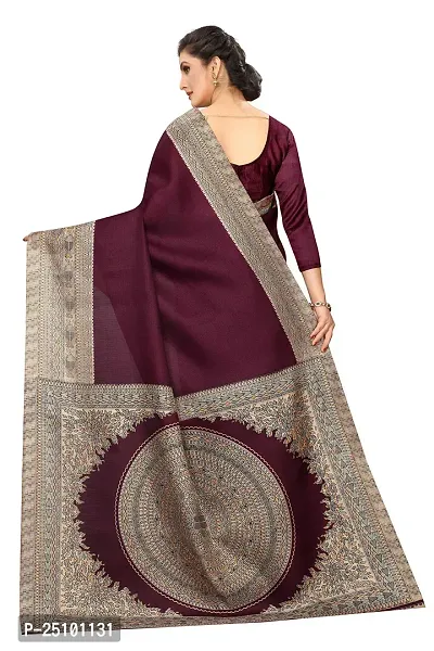 NITA CREATION Kalamkari Woven Saree For Women With Blouse Piece Printed Khadi Silk Material (Wine Pink)-thumb3