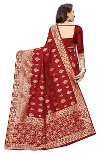 NITA CREATION Fashionista Women's Banarasi Jacquard Silk Woven Saree With Blouse Piece (Maroon)-thumb2