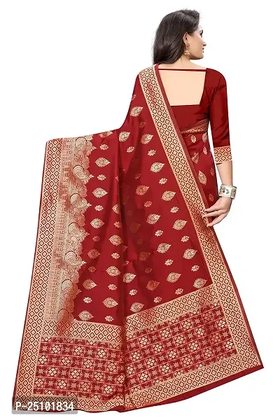 NITA CREATION Fashionista Women's Banarasi Jacquard Silk Woven Saree With Blouse Piece (Maroon)-thumb3